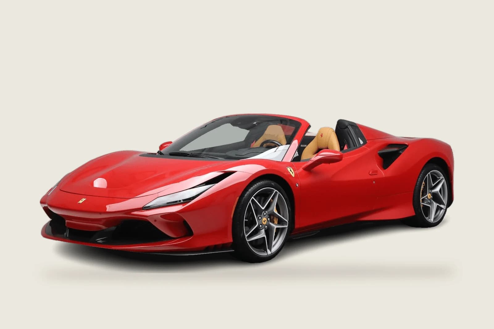 Red Ferrari F8 Spider seen from the side