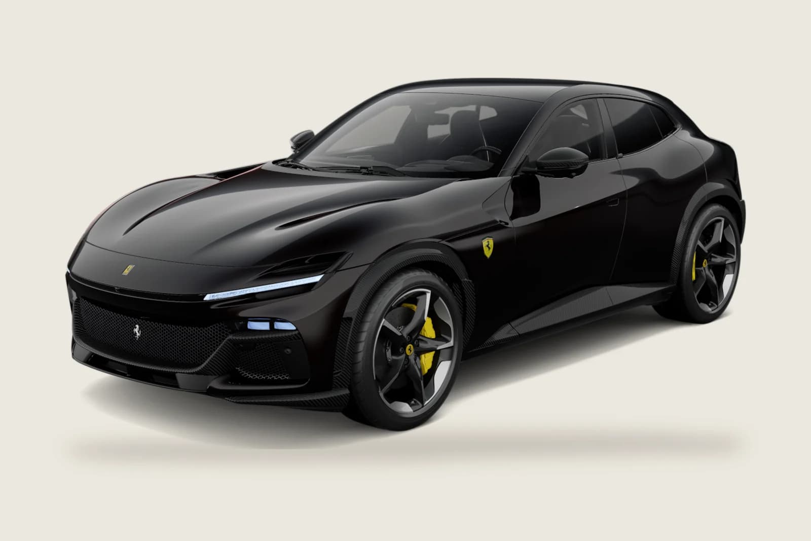 Black Ferrari Purosangue seen from the side