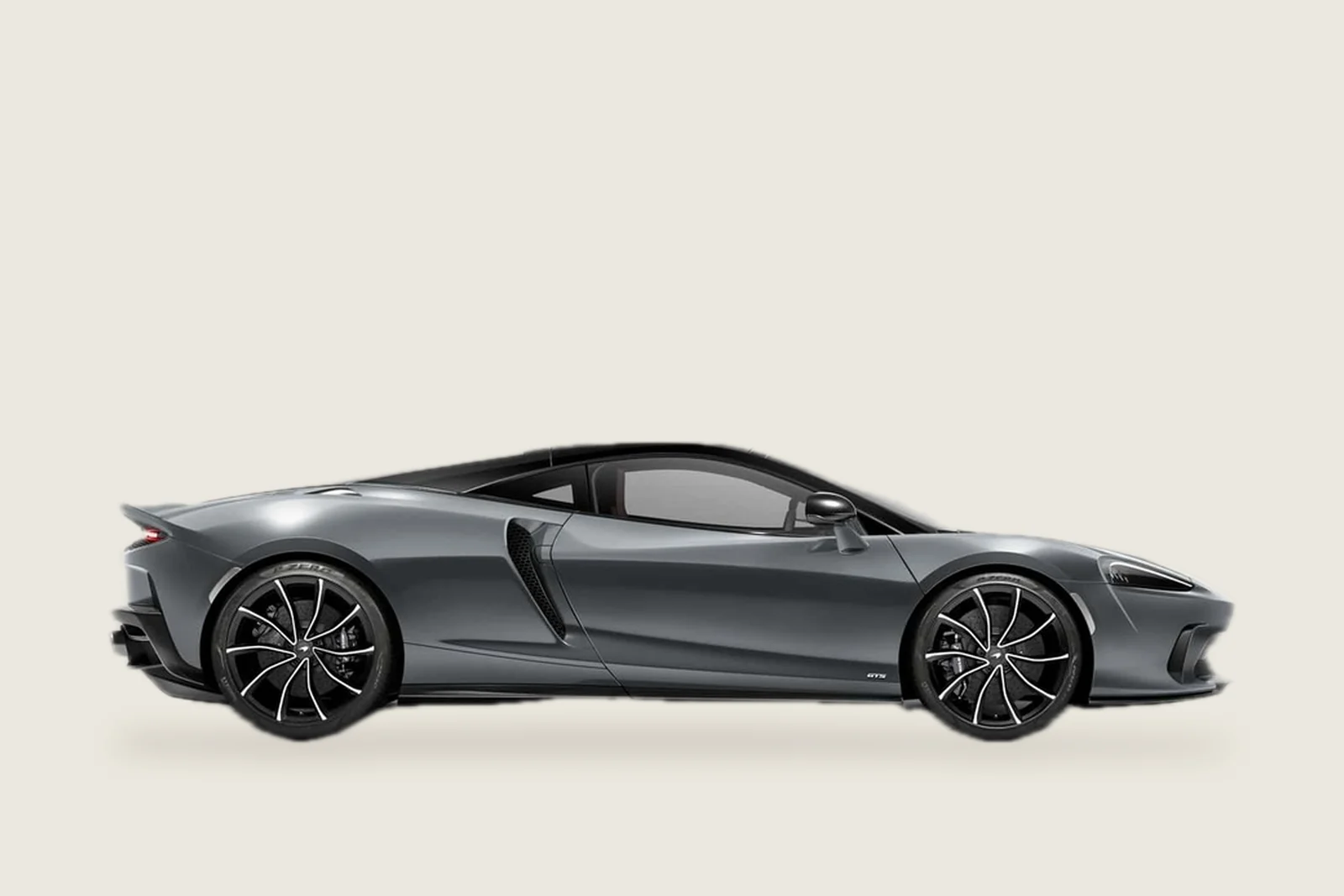 Grey McLaren GT seen from the side